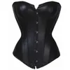 Whole-Sexy Black Faux Leather Burlesque Overbust Corset Top Punk Goth Fetish214P