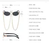 Sunglasses 2023 Trendy Retro Hexagon With Chain Women Unique Polygon Brand Designer Sun Glasses For Female Small Frame Eyewear