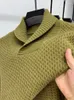 Men's Sweaters 2023 Autumn/Winter Personalized Jacquard Sweater Korean Simple Style Shawl Collar Pullover Fashion Thickened Warm Top