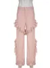 Women's Jeans TARUXY High Waisted Baggy For Women Casual Fashion Tassel Slouchy Female Street Pink Loose Cargo Pants Woman Autumn