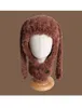 M672 mignon grand lapin oreille fourrure chapeau pour les femmes doux en peluche casquettes hiver épais chaud Rafa Beanie oreille Protection cou plus chaud chapeaux