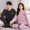 Men's Sleepwear Cartoon Cute Autumn Pajamas Set Long Sleeves Nightwear Women's Homewear Cotton Loungewear For Couples Lover Pjs Free Ship