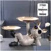 Decorative Objects Figurines Resin Dog Statue Butler With Tray For Storage Table Live Room French Bldog Ornaments Scpture Craft Gi Dhbh5