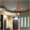 Lustres Vintage lustre décoration rétro bois luminaire de salon chambre Loft maison américaine pays Rural bougie goutte Dhy6T