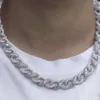 Rts Gioielli Hip Hop di fascia alta di lusso Placcato in oro bianco 18 carati Catena a maglia cubana con baguette in argento puro da 13 mm di larghezza