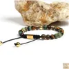 Beaded Natural Stone Rame Braided Yoga Bracelet With 6Mm Tiger Eye African Beads Stainless Steel Jewelry Not Fade Drop Delivery Brace Dhhcd