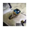 Ringen Klassiek Blauw Zirkoon Fashion Ring Voor Vrouwen Verlovingsbanden Sieraden Verjaardagsfeest Cadeau Drop Levering Dhbqj