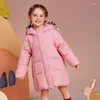 Casaco para baixo 2023 jaquetas de inverno das crianças para meninas menino moda quente à prova de vento longo 5-15years crianças engrossar clotihing