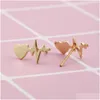 Stud New Fashion Love Heart with Heartbeat Earrings Women Electrocardiogram Earings Girl Gifts Brincos Drop Delivery Jewelry Dh5uo