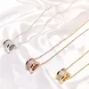 Luxury Women Jewelry Gold Necklace Exquisite and Simple Three Color Cylinder Inlaid Diamond Design Fashion Versatile Designer Noble and Elegant Lady Pendant