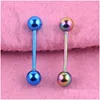 Tong Ringen 316L Rvs Barbell Labret Ring Oor Nagel Ringen Tong Tepel Bar Oorbel Body Piercing Drop Levering Dh2Qd