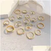 Cluster Ringe 17Km Kristall Gold Farbe Set Metall Schlange Für Frauen Hohl Ohrring Mode Mädchen Trendy Schmuck 2023 Drop Lieferung Ring Dhvbu