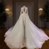 Dubai Mermaid Dresses Beading Pearls Long Sleeve Bridal Gowns Elegant Wedding Dress Robes De Mariee