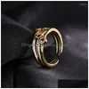 Anneaux Vintage Bohème Mtilayer Coeur Étoile Charme Bague Pour Femmes En Gros Femme Parti Bijoux Or Couleur Ouverte Livraison Drop Dhrcl