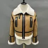 Skórzana skórzana zima grube ciepłe damie kurtki 2023 Style oryginalny płaszcz z kurtki owiec MH5900L