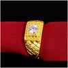 Bagues de cluster Vietnam Sand Gold Zircon Bague pour hommes 24K Jaune Mens Finger Anniversaire Fine Bijoux Accessoires Cadeaux 2022 Drop Livraison DHXRW