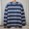 Men's T Shirts Maden Casual Striped Knit Cityboy Blend Long Sleeve T-Shirt 2023 Autumn Amekaji Round Neck Letter Embroidery Pullover Tops