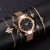 Fashion Bracelet Watches Women 5 Pcs Set Luxury Rose Gold Lady Watches Starry Sky Magnet Buckle Gift Watch for Female 201204288N