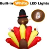 Thanksgiving Uppblåsbara kalkon utomhusdekorationer, 5ft spräng LED -upplyst kalkon med pilgrimshatt
