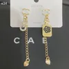 Vintage Charm Metal Stud Earrings Black Luxury Designer Crystal Dangle Earrings Autumn Fashion Girls Love Gift Jewelry 18K Gold Small Sze Drop Earrings
