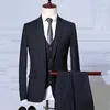 Herenpakken Mooie Hoge Kwaliteit Mannen Business Diner Blazers Jas Streep Slim Fit Bruiloft Mannelijke Bruidegom Tuxedos Jasje Broek vest 3 Stuks Set