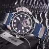 46mm Big Size Date Maxi Marine Diver 3203-500LE-3 93-Hammer Blue Dial Automatic Mens Watch Steel Case Blue Rubber Strap Sport Wris325m