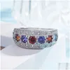 Anéis de banda rosa anel de noivado de cristal com cor sier aaa cz pedra para mulheres zircon festa jóias presente anillos mujer gota entrega dh8ch