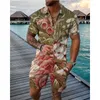 Fatos masculinos verão estilo havaiano camisa polo conjunto chegadas praia casual solto ajuste confortável padrões impressos 3D