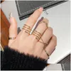 Anillos de racimo 6 unids color oro redondo hueco conjunto geométrico para mujeres moda dedo cruz giro anillo abierto conjunto joyería femenina gota deli dhi0n