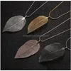 Pendant Necklaces Classic Leaf Necklace Feather Long Sweater Chain Statement Jewelry Choker For Women Leaves Drop Delivery Pendants Dh8Ge