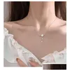 Colares de pingente Sier Crystal Shell Cherry Blossoms Charme Colar para Mulheres Gargantilha Collares Party Jóias Gota Entrega Pingentes Dhzli