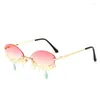 Lunettes de soleil Mosengkw Fashion Tear Femmes Rimless Luxury Diamond Party Club Club Alloye Eyeglass