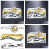 Rings Punk Male Female Crystal Geometry Big Ring Classic Sier Color Engagement Dainty Yellow Zircon For Women Drop Delivery Jewelry Dhea9