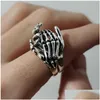 Rings Gothic Handshake Hug Set For Women Men Lover Couple Ring Adjustable Matching Friendship Jewelry Gifts Drop Delivery Dhsvo