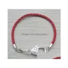 Braccialetti con ciondoli 12 pezzi lotto chiusura a cuore placcato argento 1620 cm moda catene di gioielli in pelle pu braccialetto europeo fai da te colore della miscela3051992 goccia Dhhr1