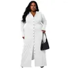 Plus Size Jurken Wsfec XL-5XL Vrouwen Kleding Lange Mouw Knop Rab Effen Kleur Split Herfst Vrouwelijke Outfits Casual Groothandel