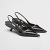 2023-Dress Shoes Women Pumps Triangle Mid-Heel Slingback Sandals Designers Shoes Heels Sandales Espadrilles 3cm