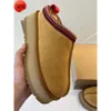 Tasman Terlik Kestane Kürk Slaytlar Koyun Dinini Shearling Tazz Yeni Katırlar Kadın Erkekler Ultra Mini Platform Önyükleme Slip-On Ayakkabı Üst Sonbahar Kış Kışları