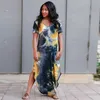 Moda Tie-dye Bohemian Abito da donna Manica corta Scollo a V Abito lungo estivo Plus Size Allentato Casual Maxi Abiti Party Robe Femme 2303s