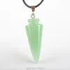 Pendant Necklaces Fashion Jewelry Mixed Carnelian Opal Lapis Lazuli Tigereye Rose Pink Quartz Clear Crystal Cone 1Pcs (No Rope)