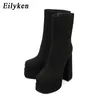 Plus Extreme Chunky Platform Square Heel Women Ankle Boots Winter Short Goth Punk Chelsea Botas Mujer 230922