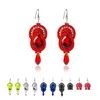 Dangle Chandelier Ethnic Boho Soutache Hook Earrings Handemade Weaving Crystal Decor Womens Earring Red Pink Blue Black White Cute Dro Dhdi1