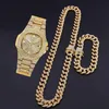 Iced Out Watch Chain Hip Hop Watches Mens 2010 Bling Gold Diamond Watch for Men Waterproof Wristwatch Mens Reloj Diamante Hombre H1903