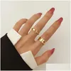 Klusterringar Vienkim Bohemian Geometric Sets Star Moon Flower Constellation Knuckle Finger Ring Set for Women Fashion Jewelry Drop de Dh4ah