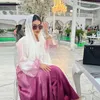 Etniska kläder Abaya klänning för kvinnlig kvinna Silky Satin Party Abayas Set 2 Piece Saudi Arabic Dresses Robe Caftan Kaftan