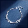 Charm Armbänder Sterling Silber Doppelschichten Sterne Perlen für Frauen Elegante Box Kette Armband Geburtstagsfeier Geschenk Drop Lieferung Schmuck Dhjm9