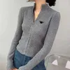 Designer de moda feminina suéteres topos senhoras fino ajuste malha superior malhas feminino cardigan camisola com zíperes curto