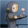 Objets décoratifs Figurines Décoration de la maison Statue d'astronaute Plateau de rangement Figurine de bureau nordique Salon Table Décor Clé Artisanat Dh0Bj