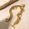 Bracelets en chaîne cubaine épaisse en or 18 carats, breloques en forme de cœur, bijoux en acier inoxydable pour femmes Pulsera313h