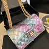 Axelväskor lyxiga handväskor designare påsar på väska läder axel väska färgglad crossbody purse fyrkantig rand plånbok guldkedjesäckar01blieberryeyes